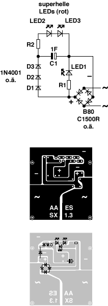 Toplight Umbau: Schaltplan, Platine, Bestückung