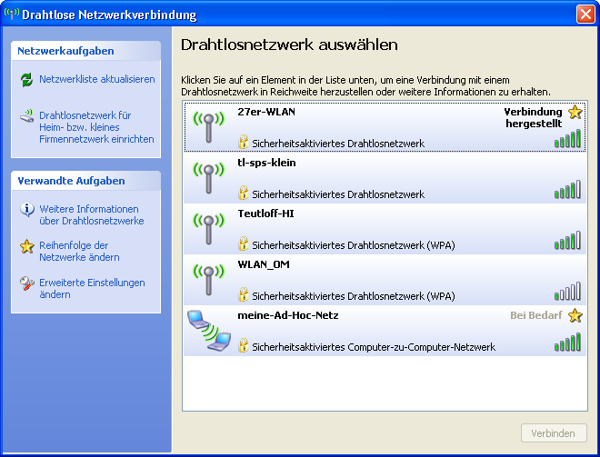 Drahtlose Netzwerkverbindung