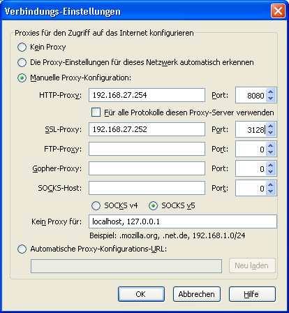 Proxy-Einstellungen beim Mozilla Firefox