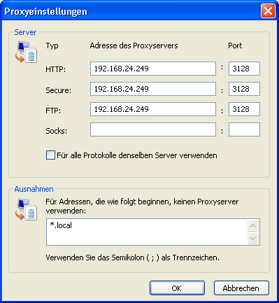 Proxy-Einstellungen beim Internet Explorer